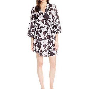 Bottoms Out Women's Black Rose Printed Kimono Robe, M, NWT